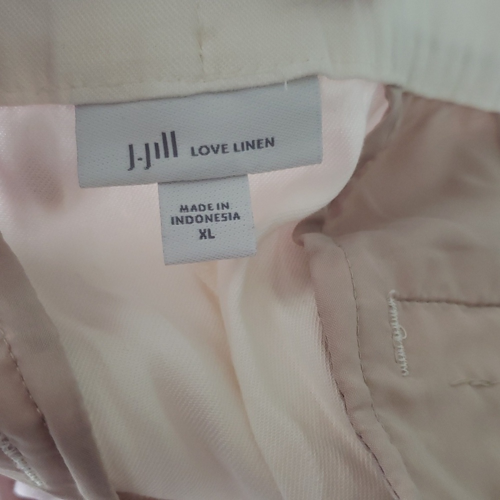 J. Jill Love Linen Wide Leg Pants XL Cream Ivory Pockets Lagenlook Coastal Beach - Picture 12 of 16